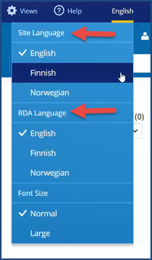 Toolkit language drop down menu