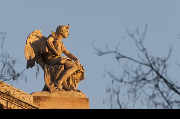 Statue atop the National Library of Spain