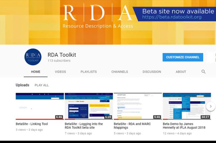 RDA Toolkit You Tube channel