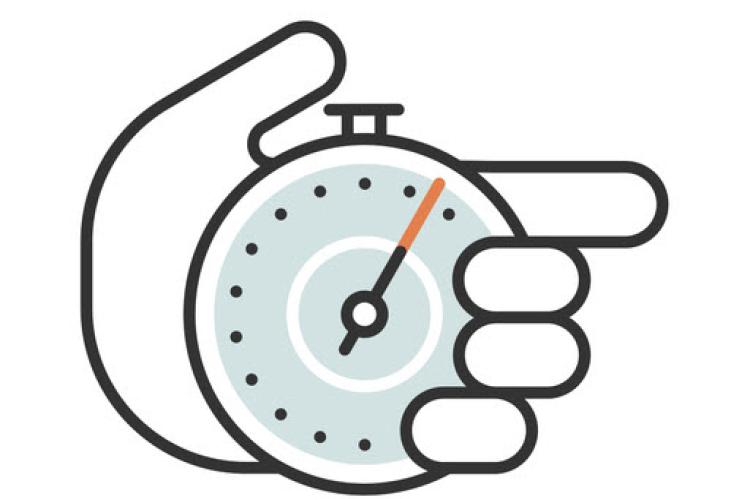 Illustration of a hand holding a stopwatch