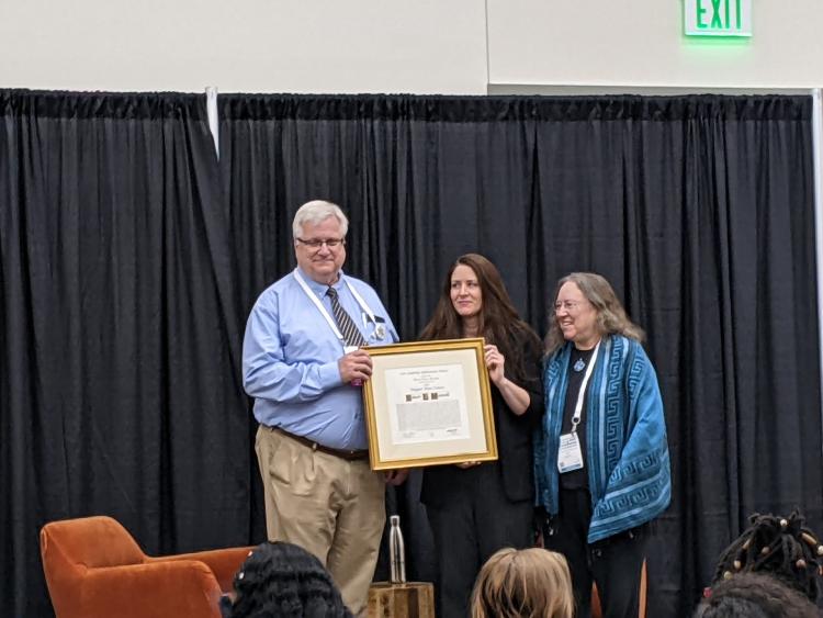 Robert Maxwell receiving the Margaret Mann citation 2024 at the ALA Conference