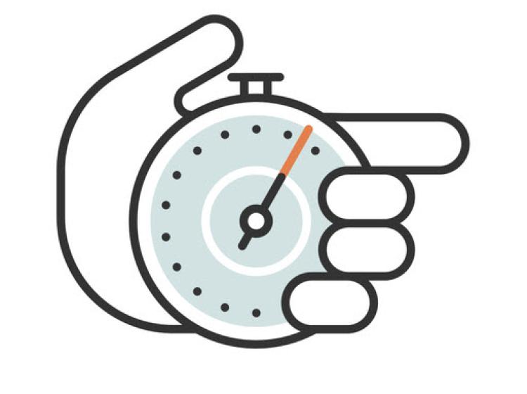 Illustration of a hand holding a stopwatch