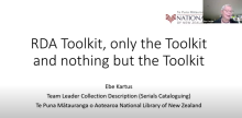 Ebe Kartus presents 'RDA Toolkit, only the Toolkit and nothing but the Toolkit' at the RSC Public Session on 8 April 2025
